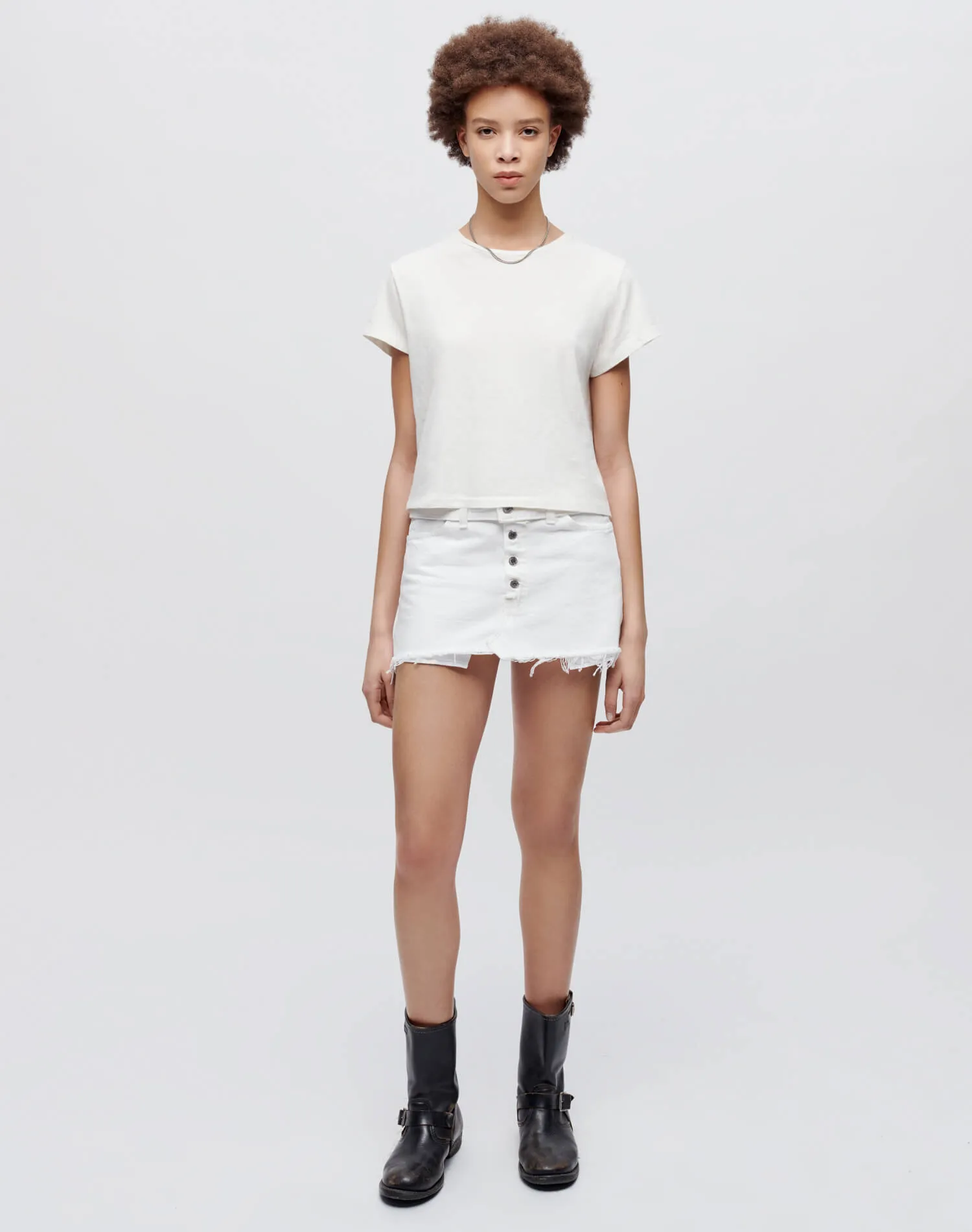 Levi's Raw Waist Micro Mini Skirt - White