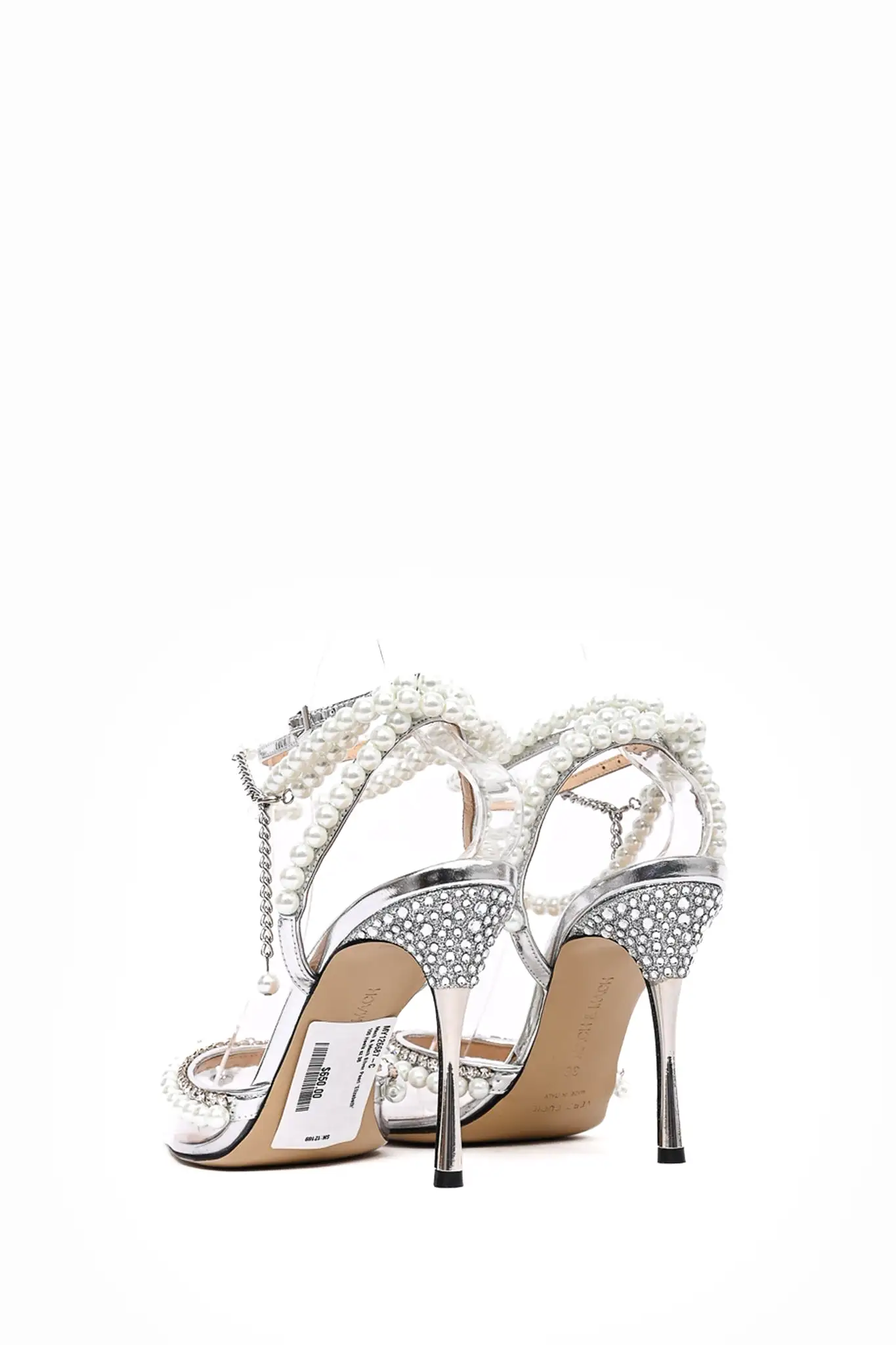 Mach & Mach Silver Pearl 'Elizabeth' 100 Heels Size 38