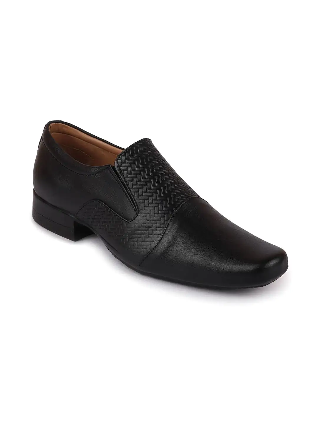 Men Black Formal Leather Slip On Shoes