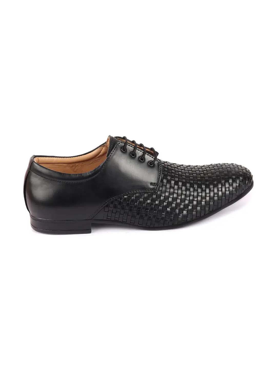 Men Black Knit Design Formal/Office Lace Up Shoes