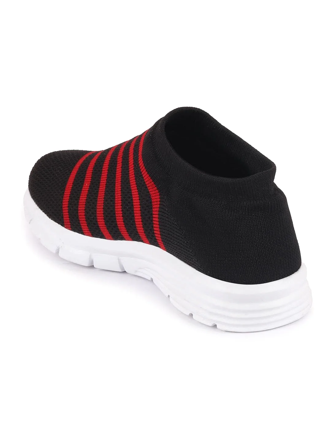 Men Black Knitted Sports Walking Shoes