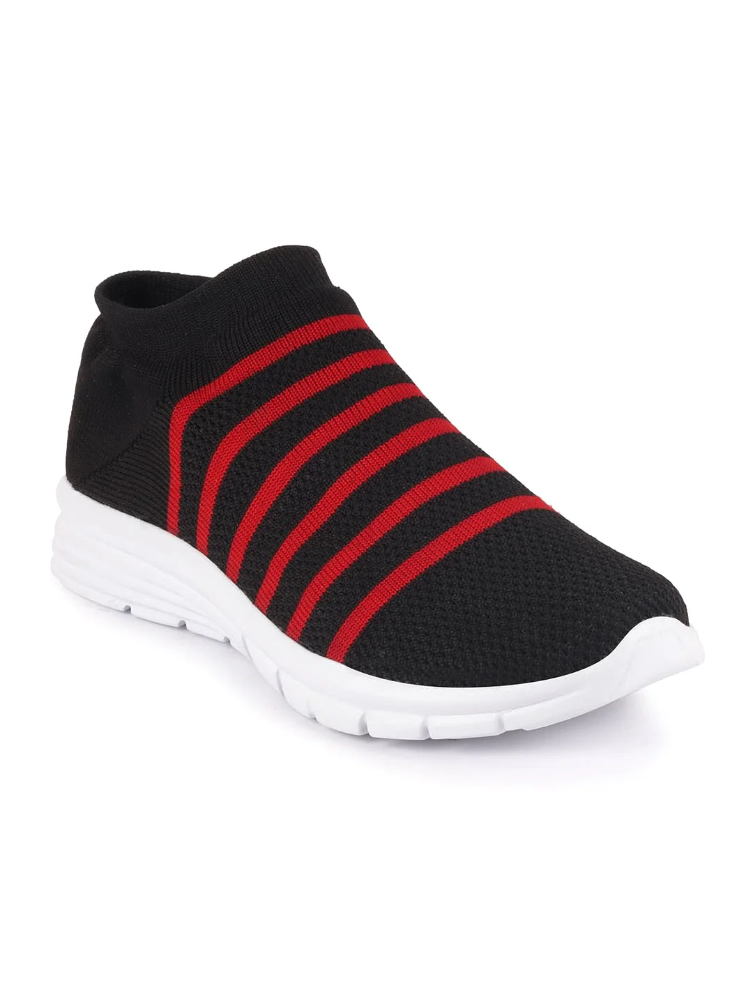 Men Black Knitted Sports Walking Shoes