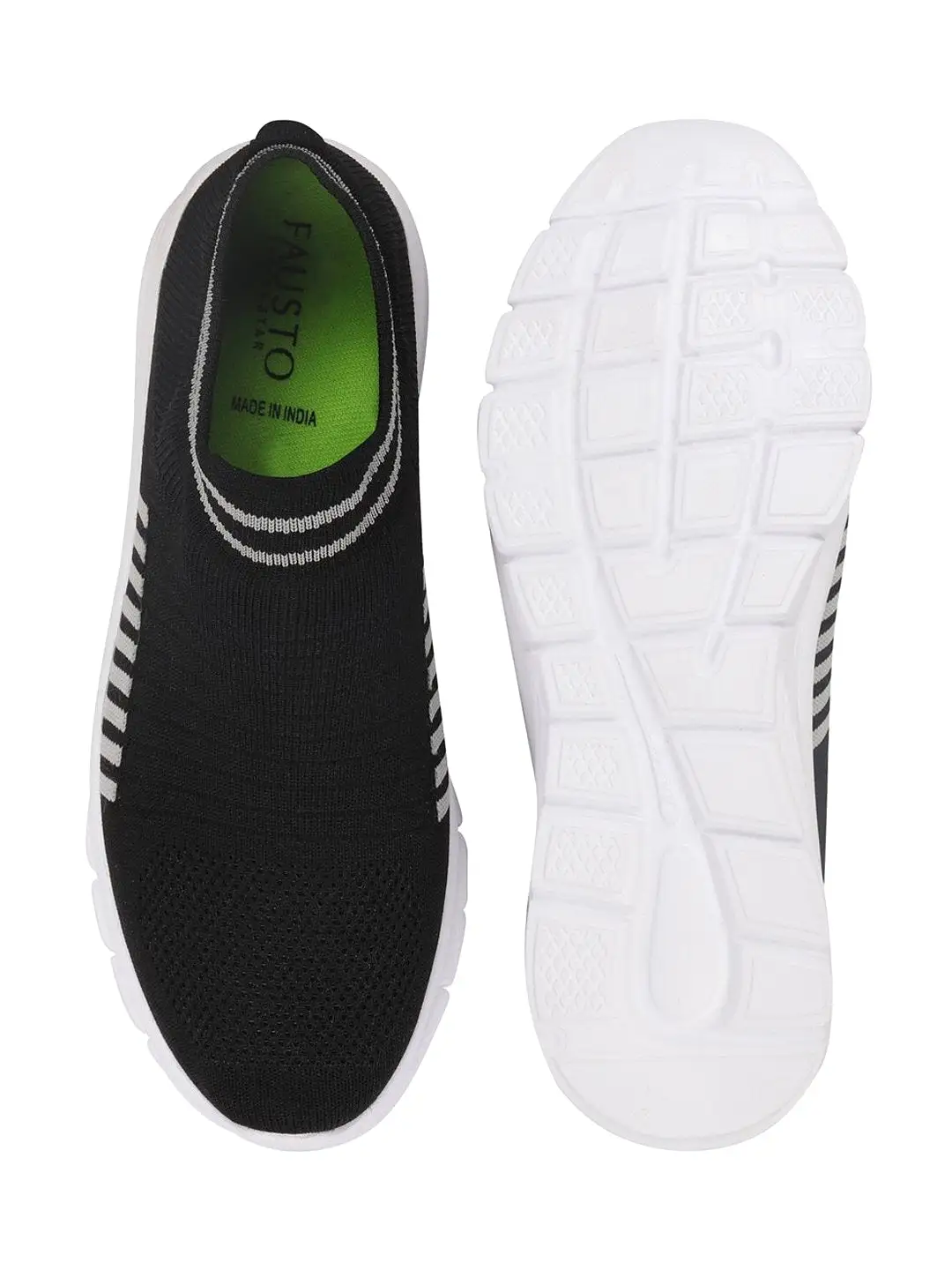 Men Black Sports & Outdoor Slip On Walking Shoes