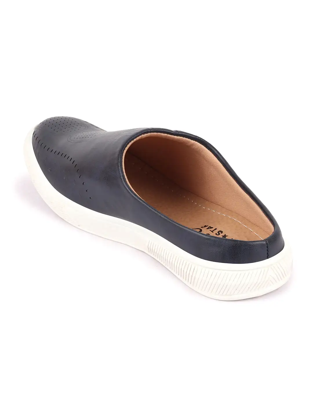 Men Blue Back Open Stylish Design Slip On Shoes