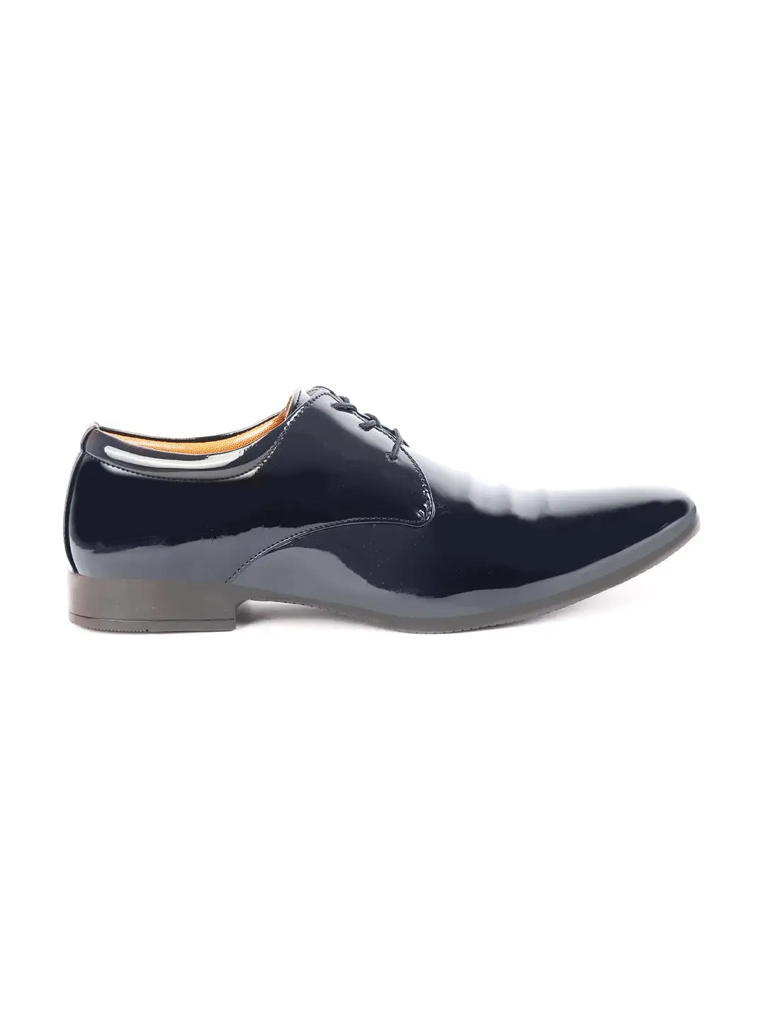 Men Blue Patent Leather Party Lace Up Stylish Fashion Comfort Lightweight Shoes