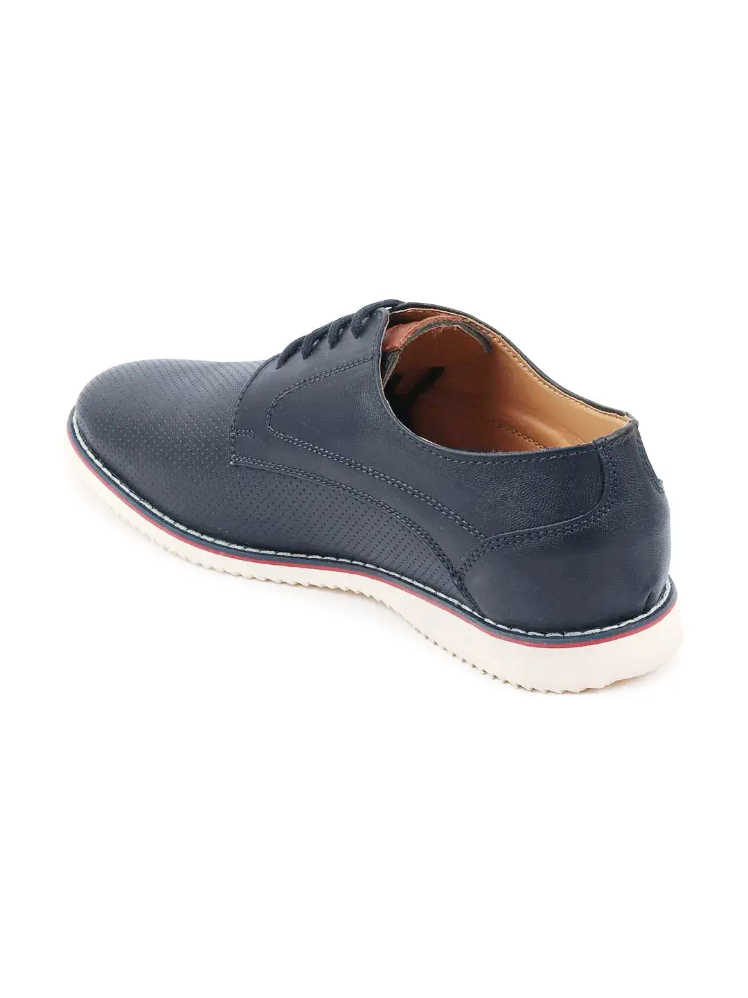 Men Blue Welted Casual Lace Up Shoes