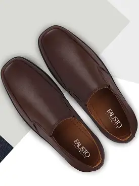 Men Brown Formal Leather Slip On Shoes