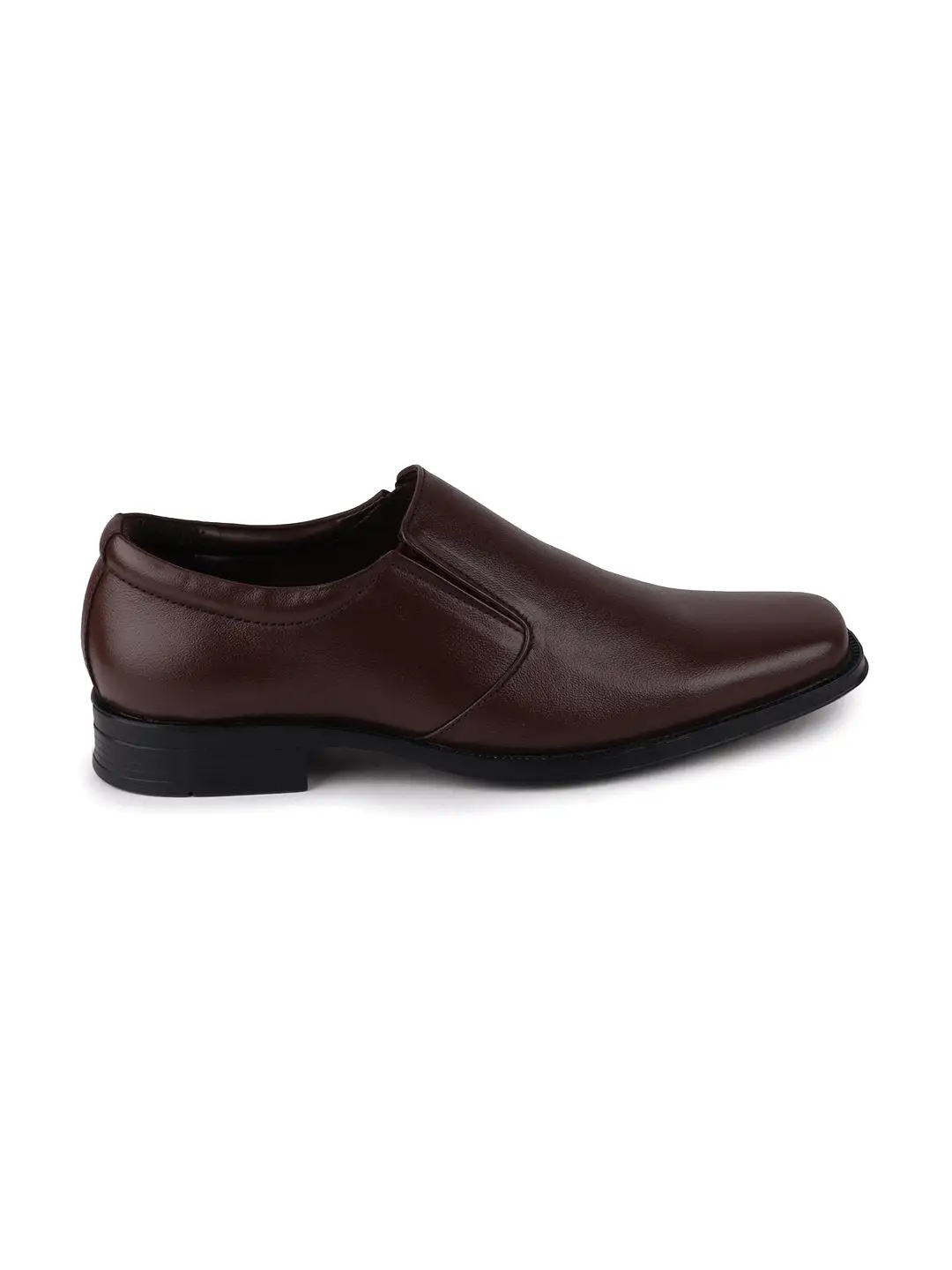 Men Brown Formal Leather Slip-On Shoes