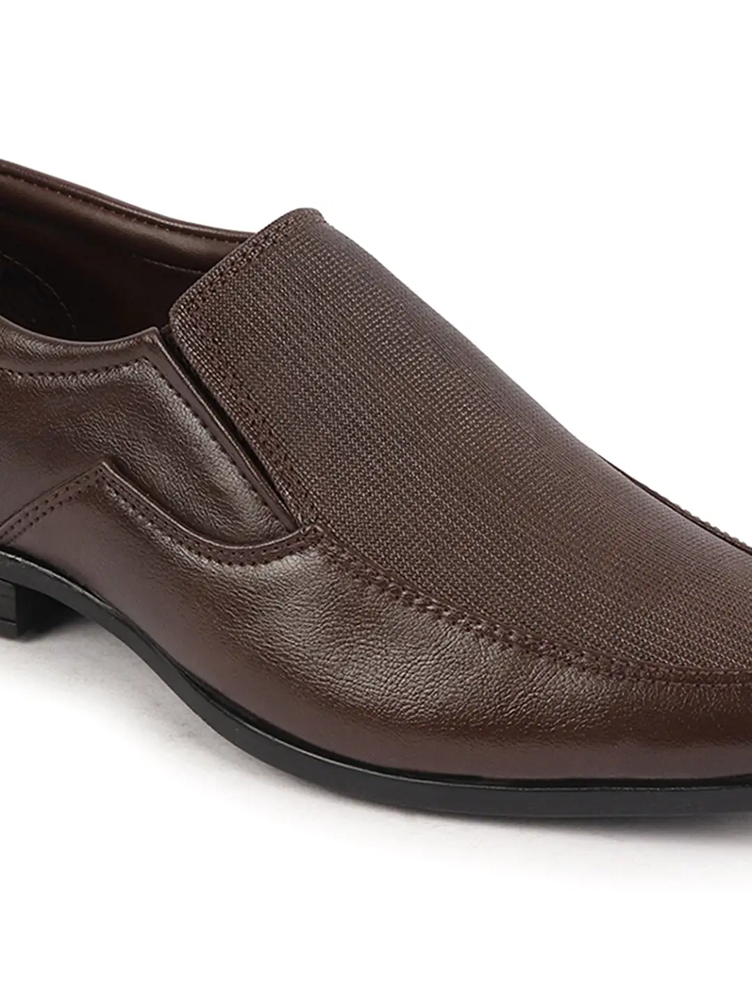 Men Brown Formal Office Meeting Textured Slip On Shoes