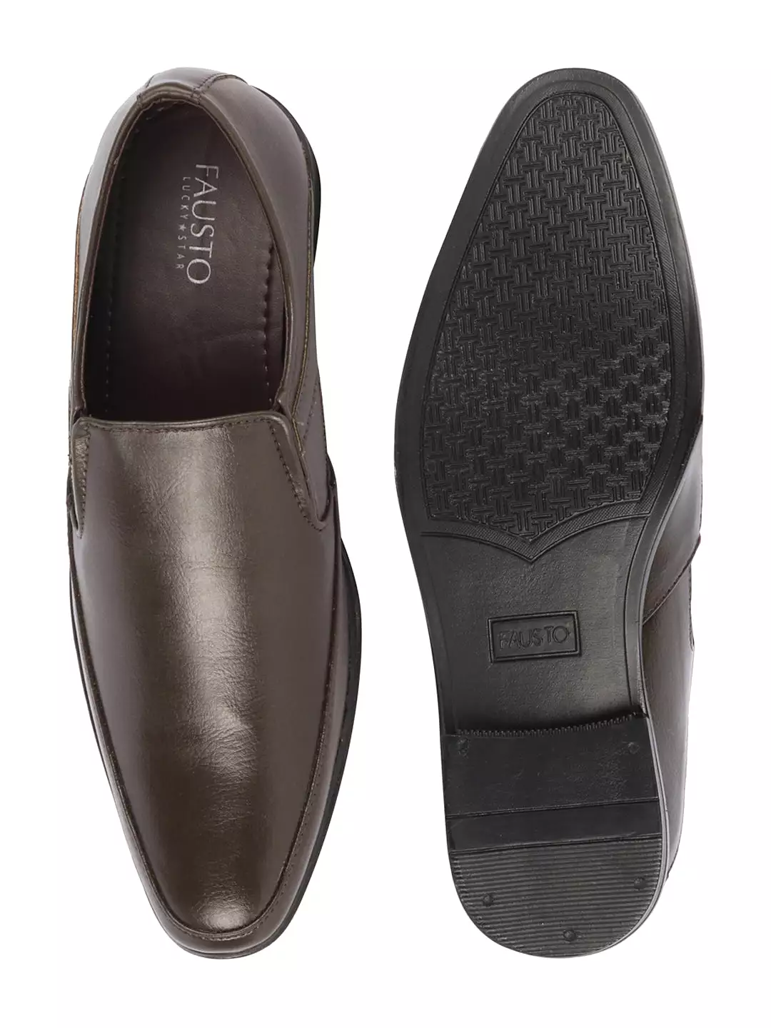 Men Brown Formal Office Work Pointed Toe Slip On Shoes