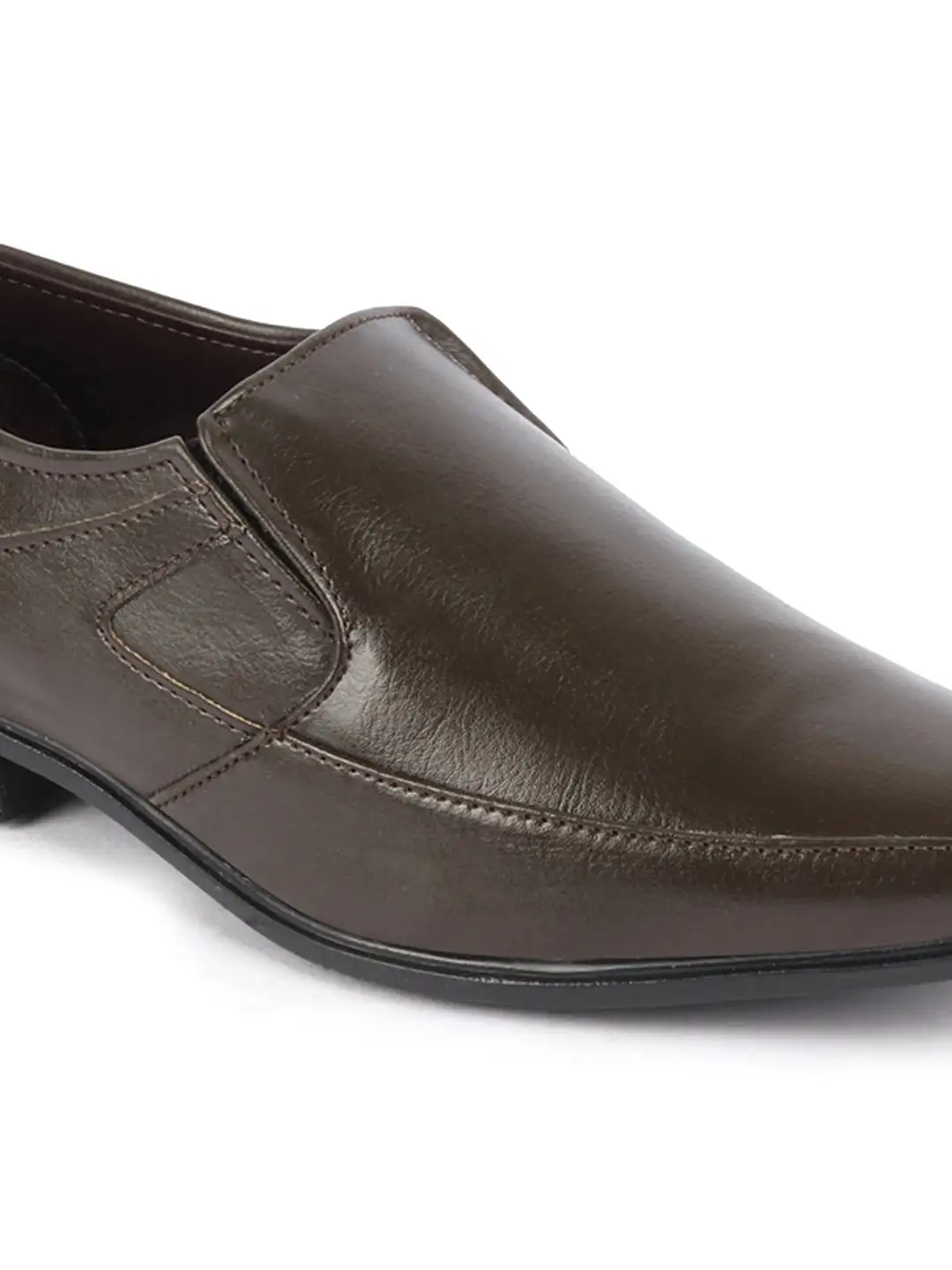 Men Brown Formal Office Work Pointed Toe Slip On Shoes