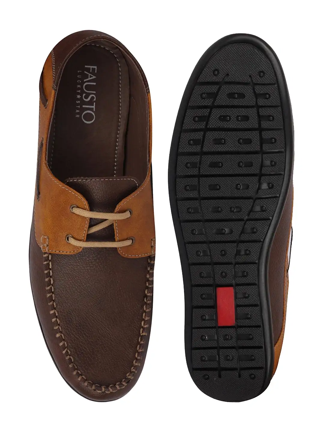 Men Brown Lace Up Boat Shoes