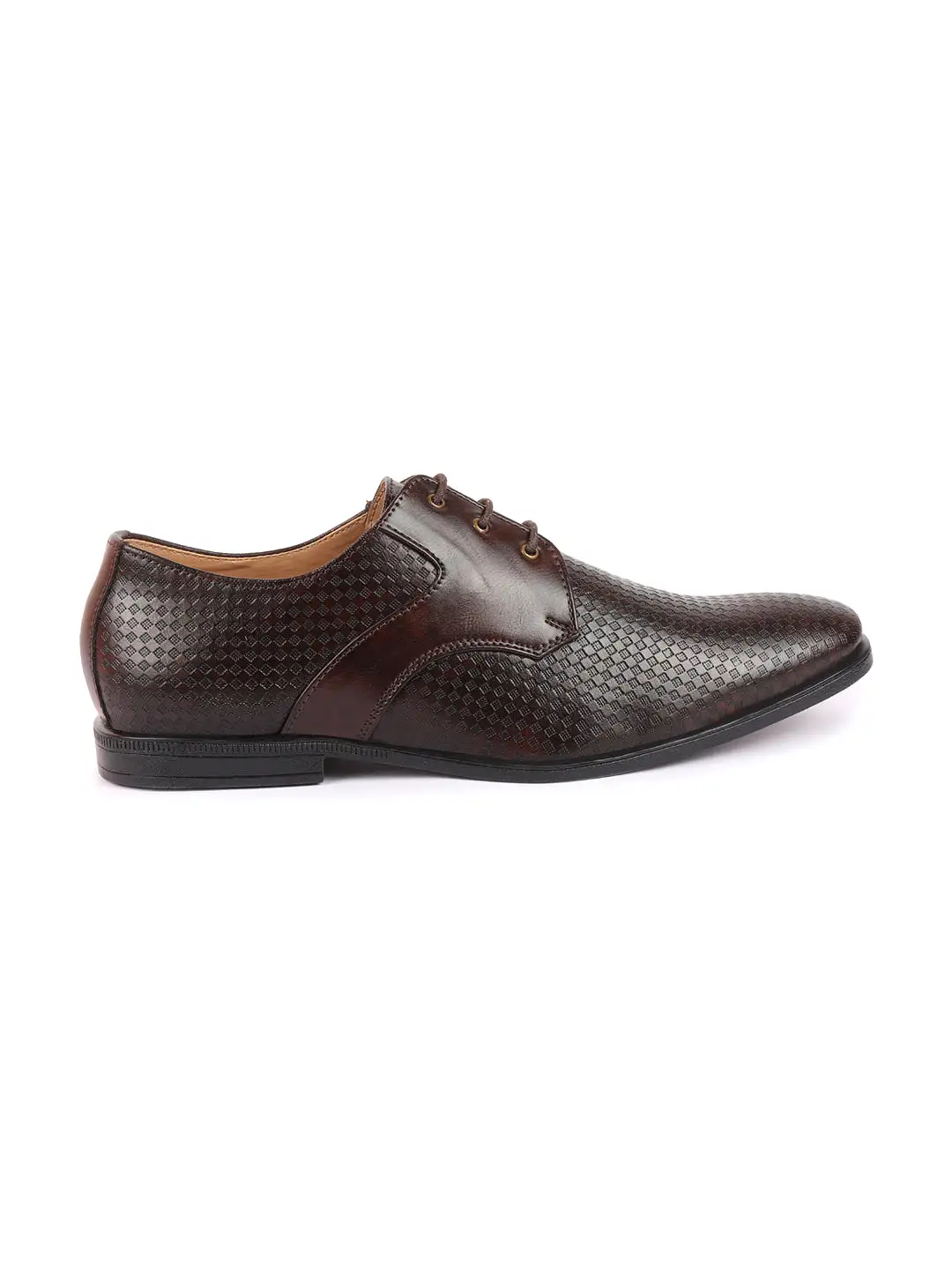 Men Brown Pattern Design Formal/Office Lace Up Shoes