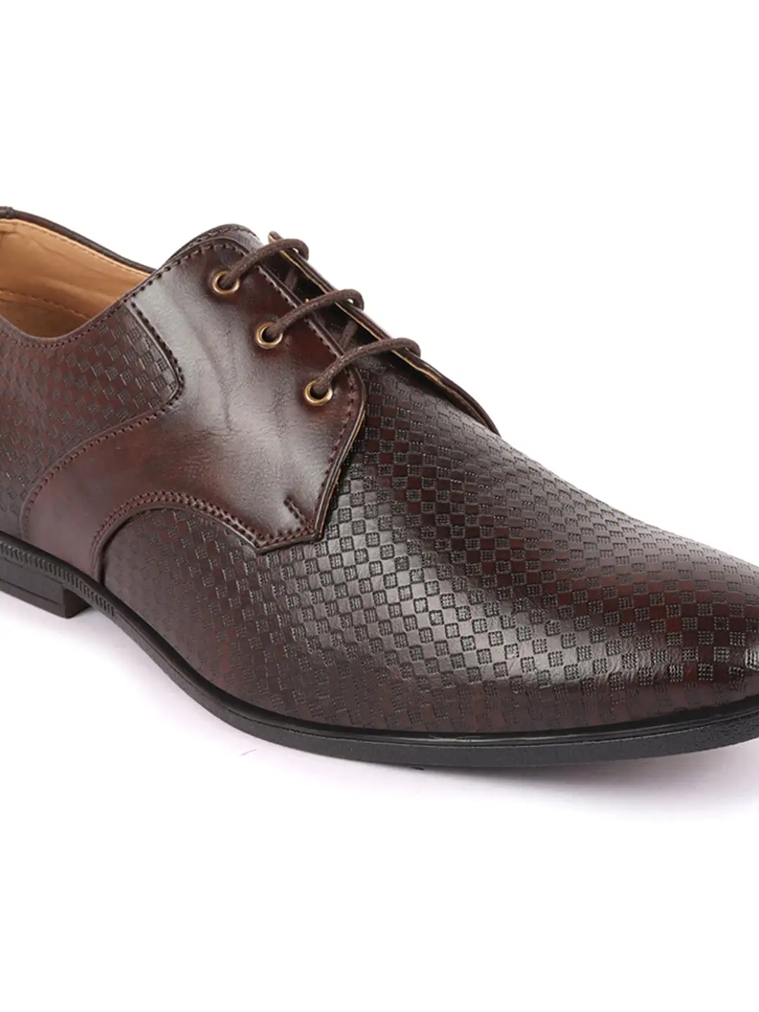 Men Brown Pattern Design Formal/Office Lace Up Shoes