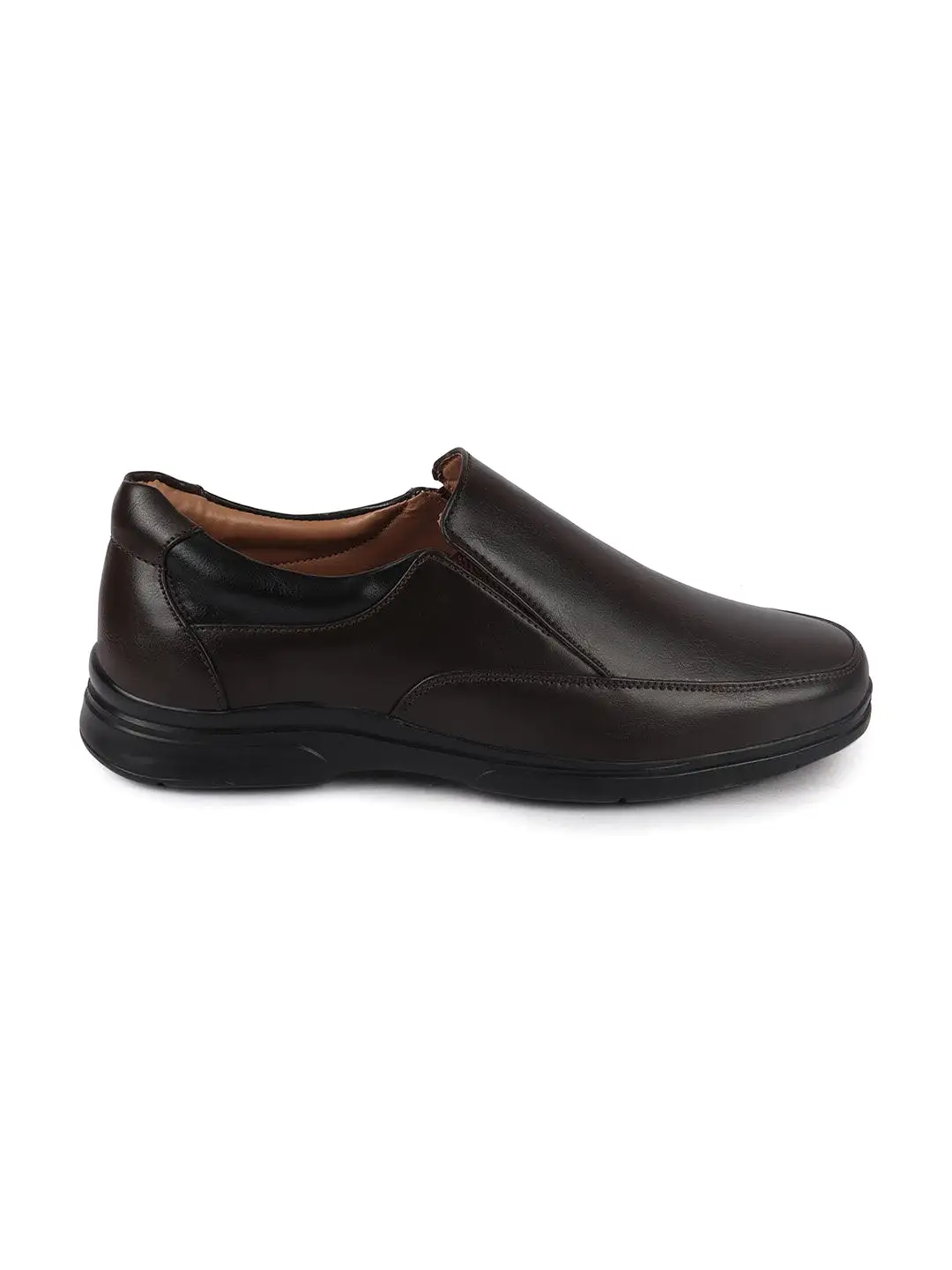 Men Brown Thermal Formal Slip On Shoes