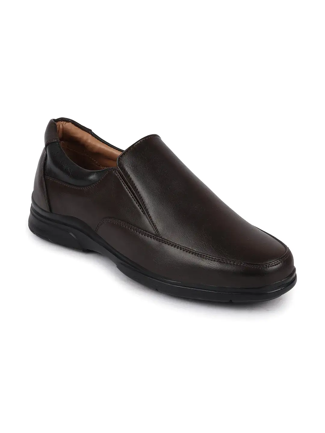 Men Brown Thermal Formal Slip On Shoes