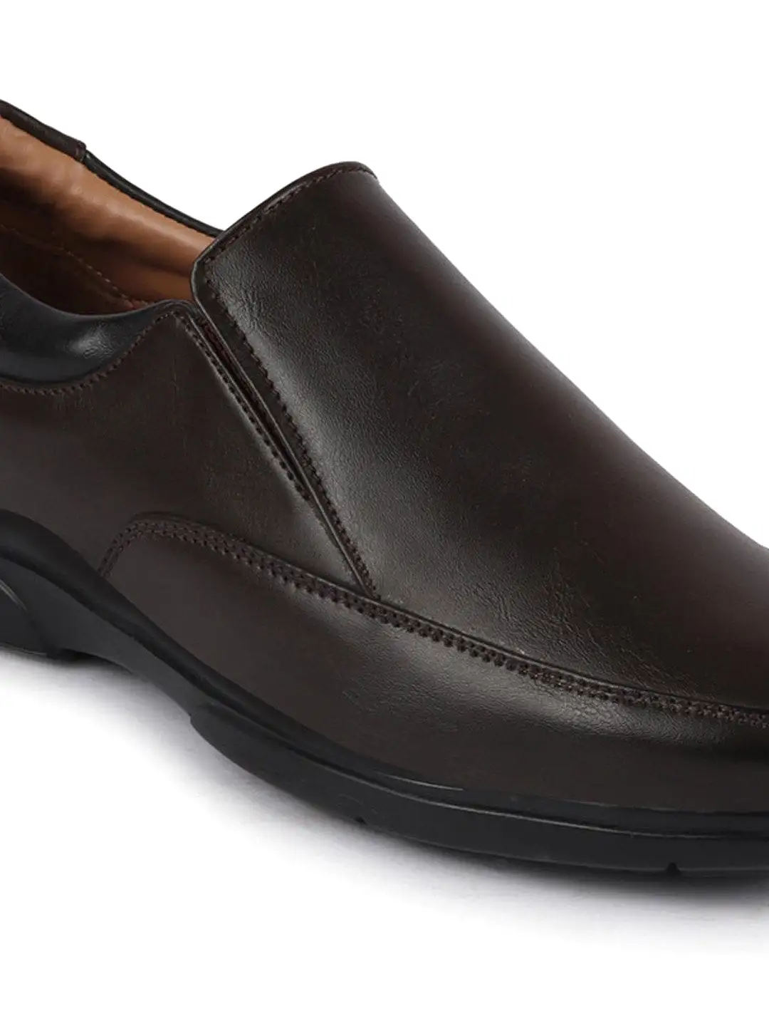 Men Brown Thermal Formal Slip On Shoes