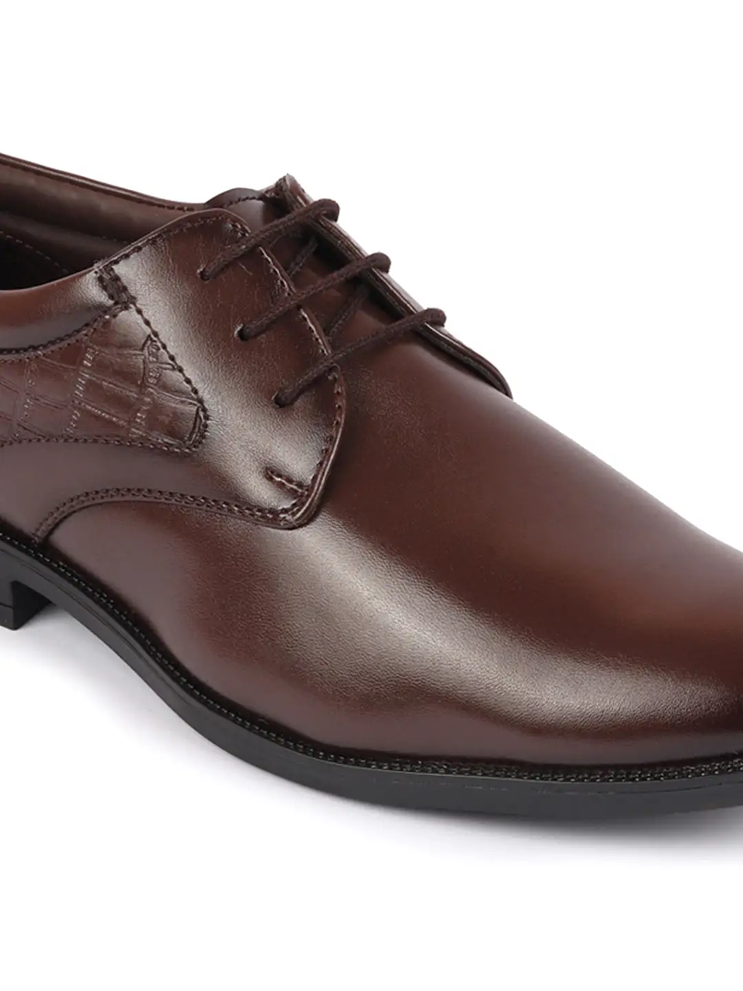 Men Brown Wedding Party Embossed Design Oxford Lace Up Shoes