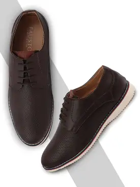 Men Brown Welted Casual Lace Up Shoes