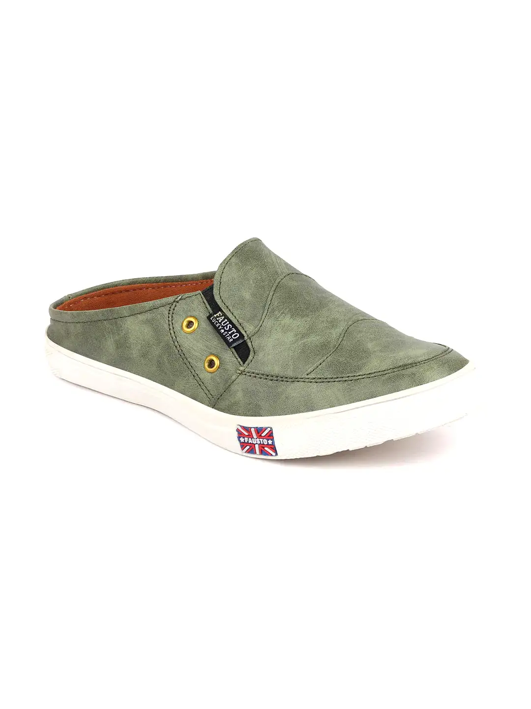 Men Olive Green Casual Slip-On Shoes