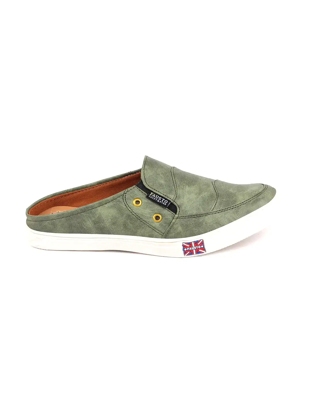 Men Olive Green Casual Slip-On Shoes