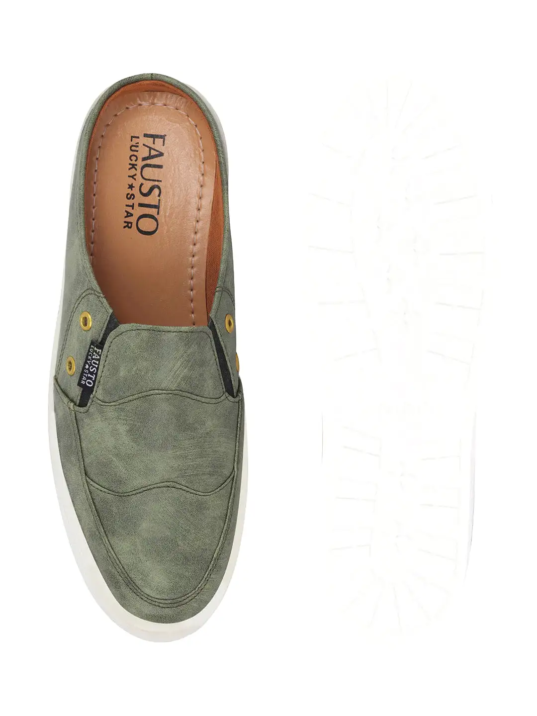 Men Olive Green Casual Slip-On Shoes