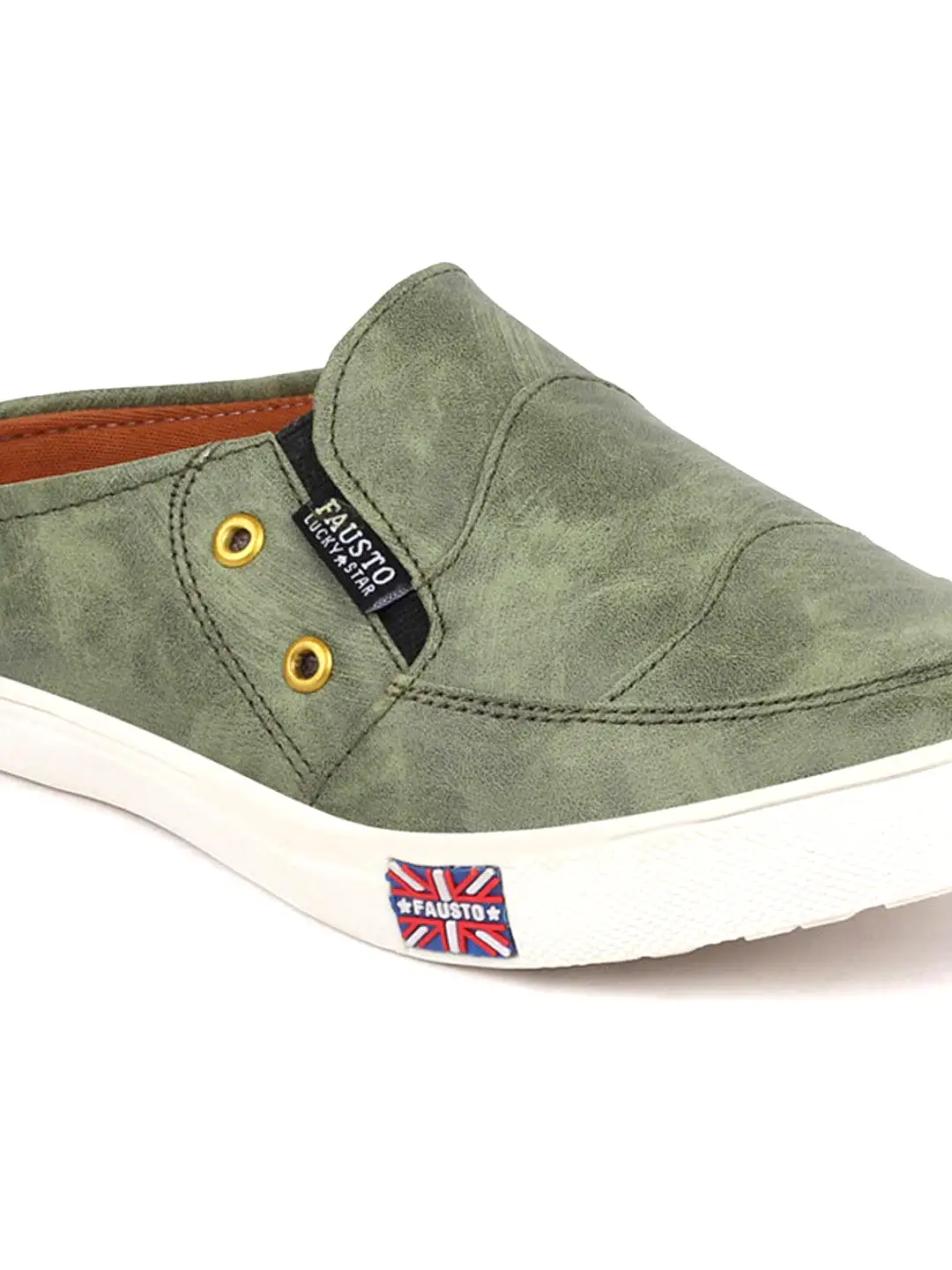 Men Olive Green Casual Slip-On Shoes