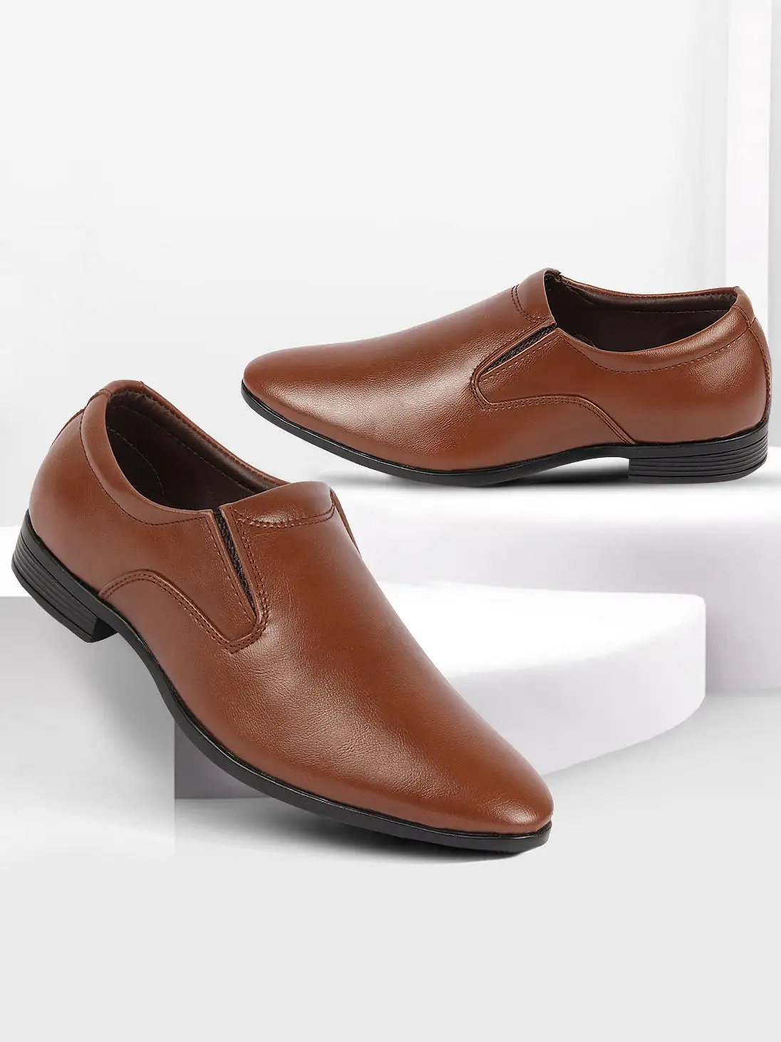 Men Tan Formal Office Meeting Slip On Shoes