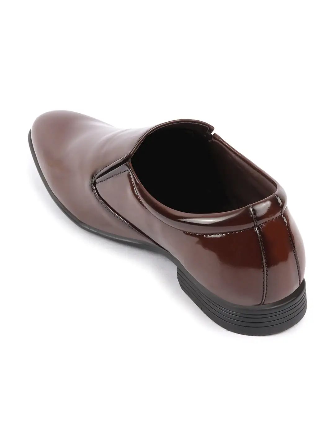 Men Tan Patent Leather Party Formal Office Slip On Shoes