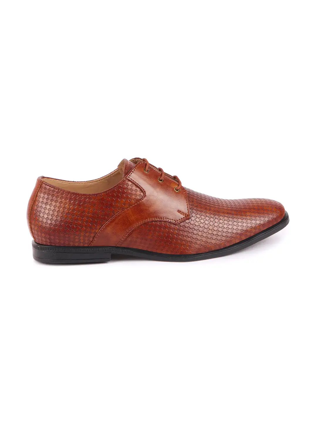 Men Tan Pattern Design Formal/Office Lace Up Shoes