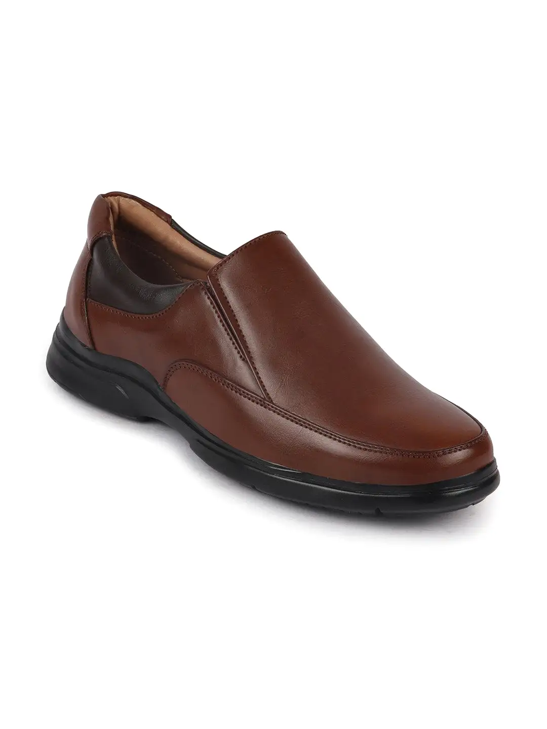 Men Tan Thermal Formal Slip On Shoes