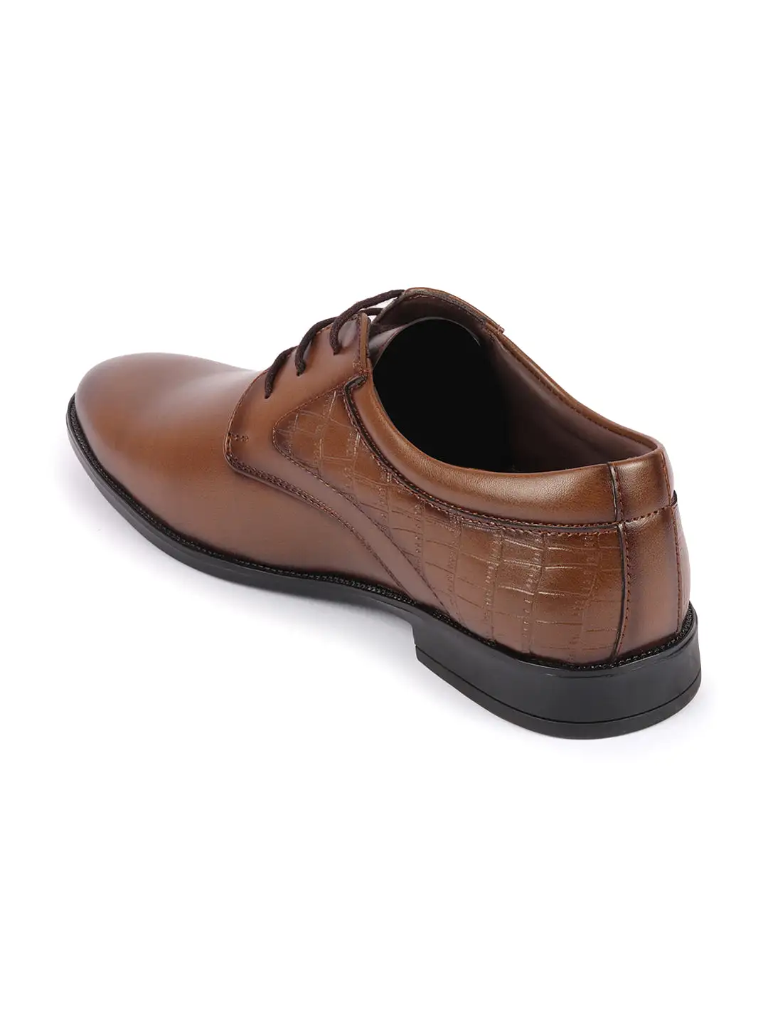 Men Tan Wedding Party Embossed Design Oxford Lace Up Shoes