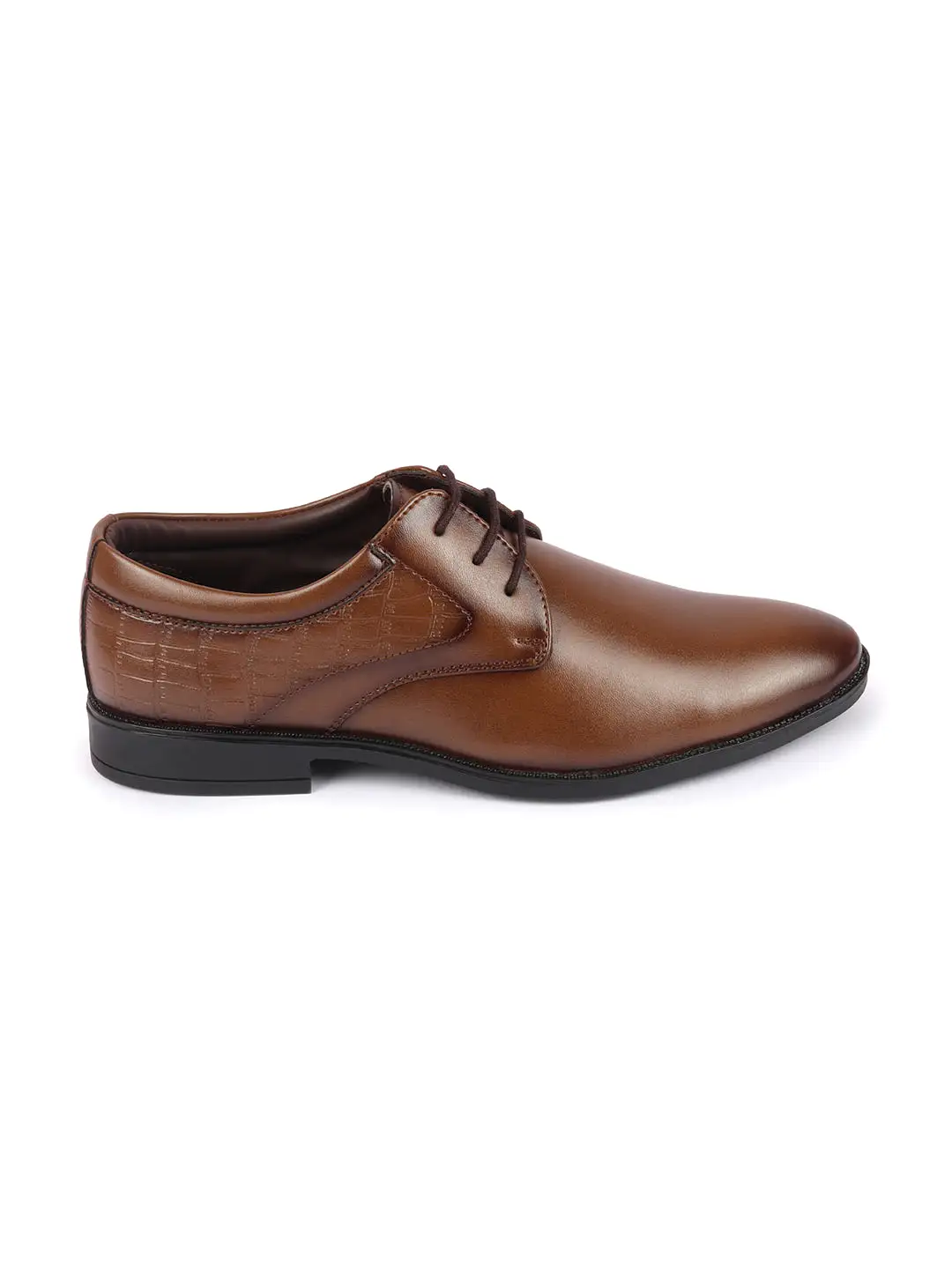 Men Tan Wedding Party Embossed Design Oxford Lace Up Shoes