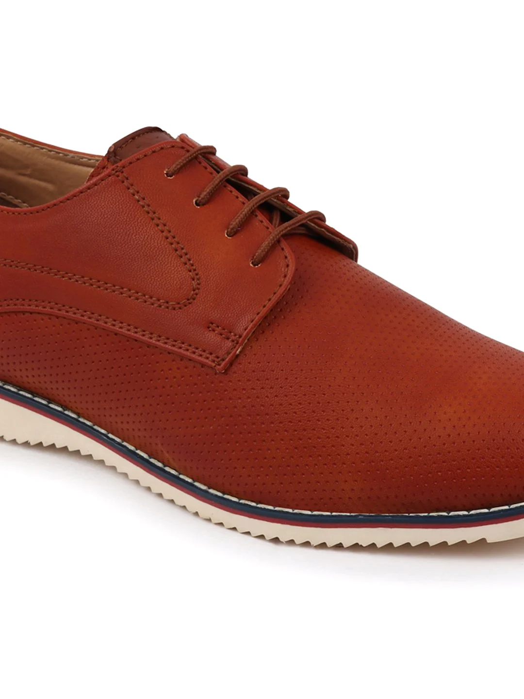 Men Tan Welted Casual Lace Up Shoes