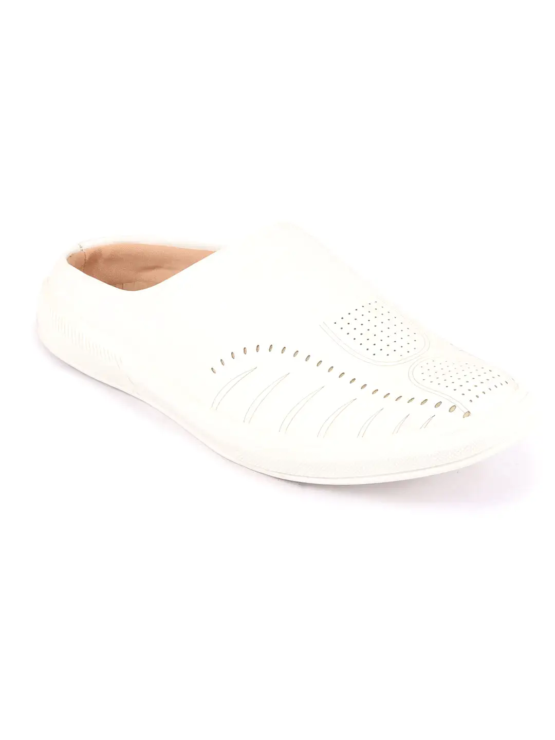 Men White Back Open Stylish Design Slip On Shoes