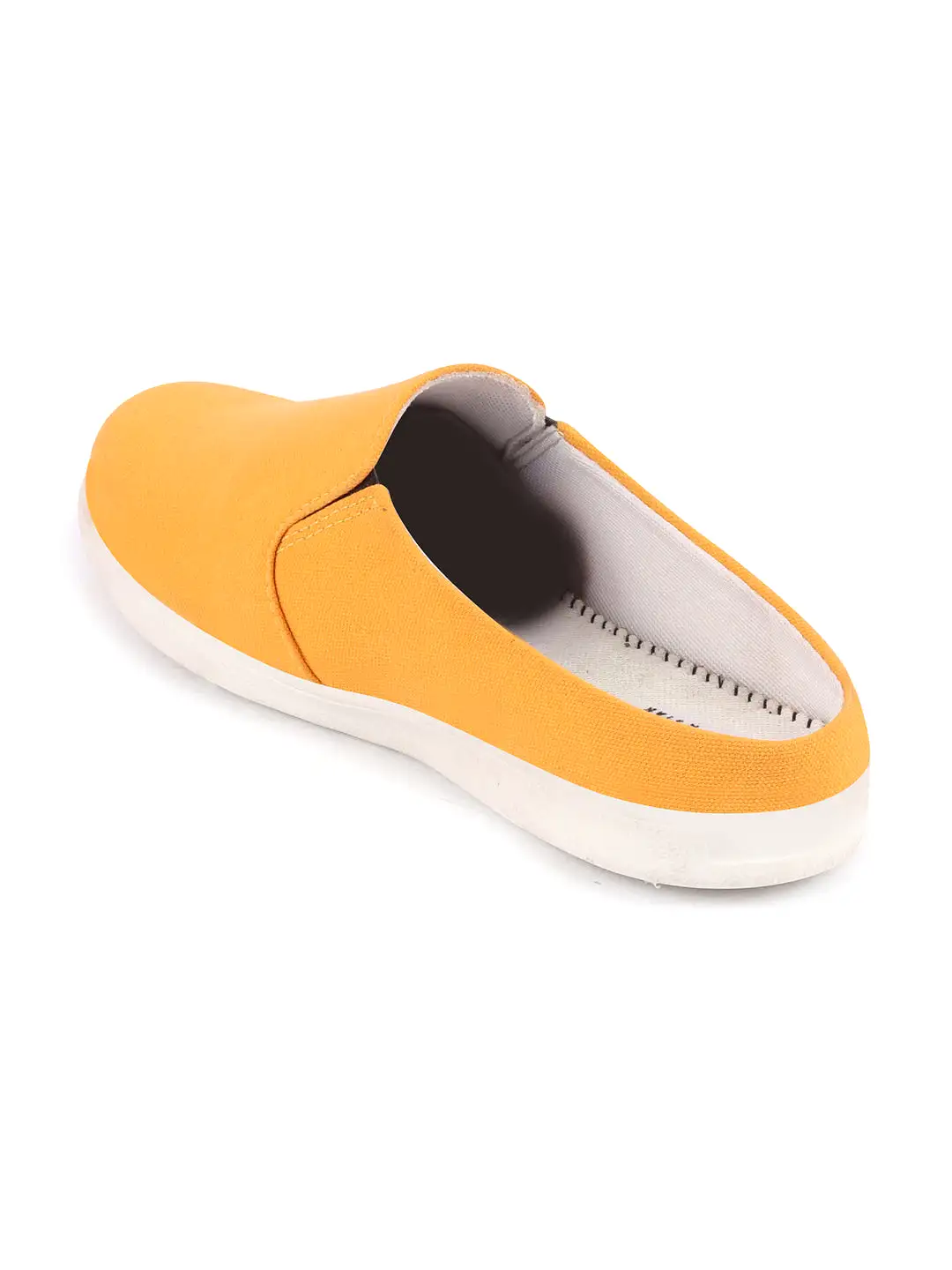 Men Yellow Casual Back Open Canvas Stylish Slip On Shoes