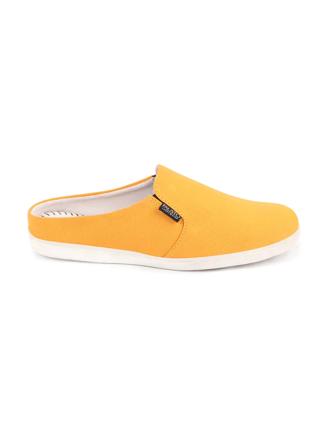 Men Yellow Casual Back Open Canvas Stylish Slip On Shoes