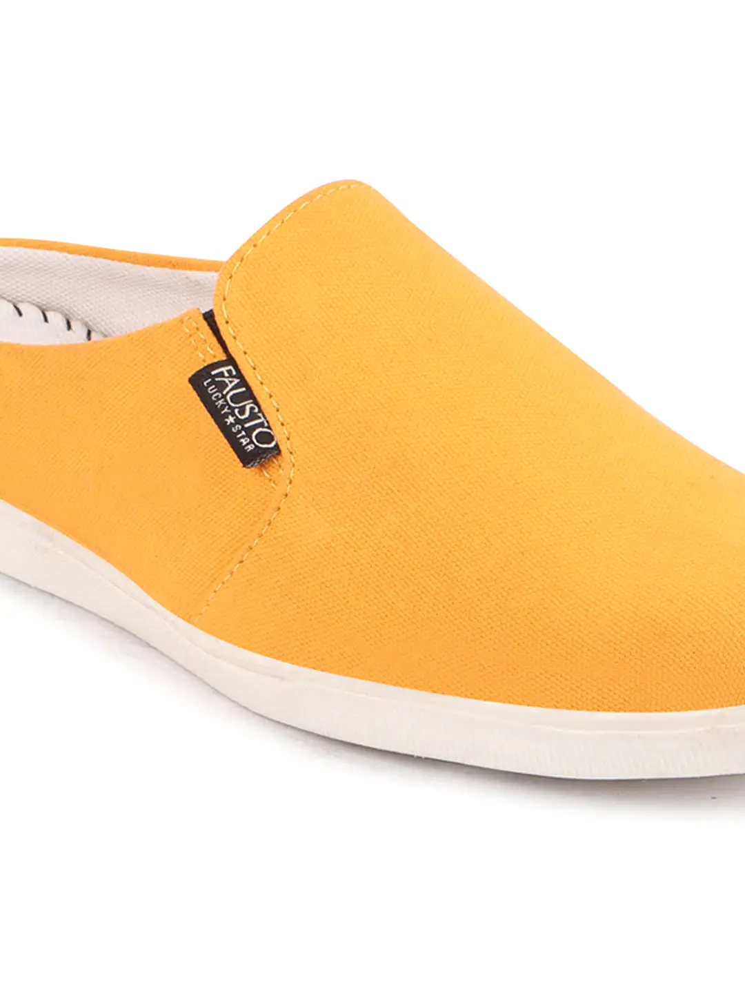 Men Yellow Casual Back Open Canvas Stylish Slip On Shoes