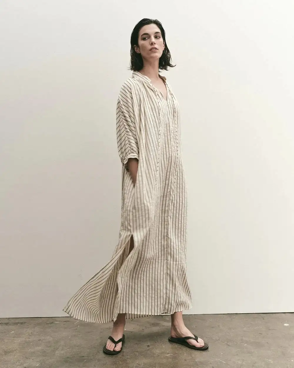 Mijeong Park Stripe Shirred Dress in Light