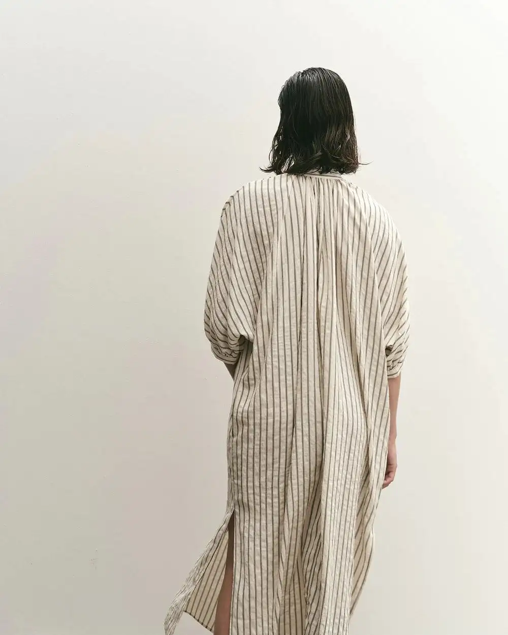 Mijeong Park Stripe Shirred Dress in Light