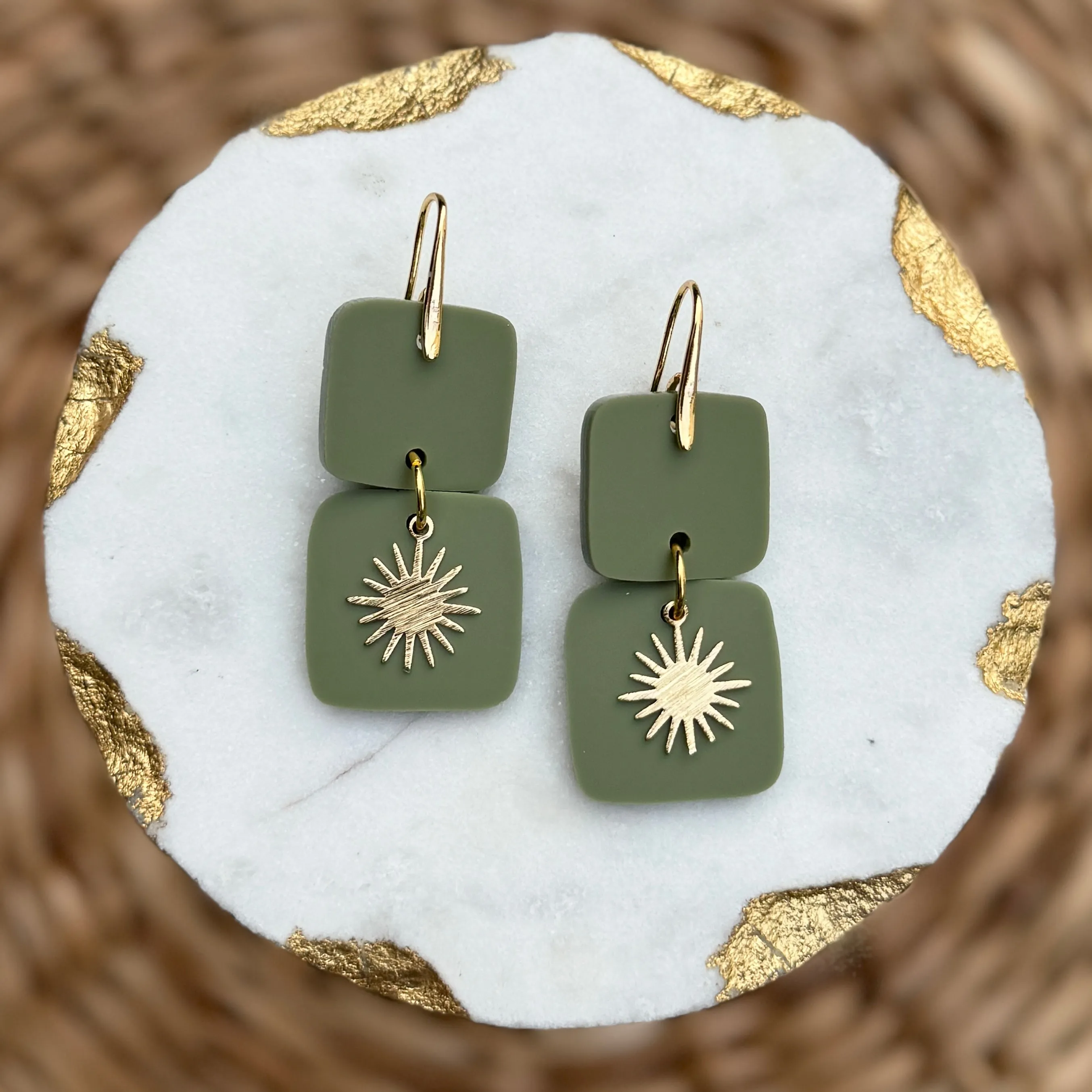 Mini Stacks - Olive - Acrylic Earrings