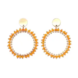 Orange Beaded Double Drop Earrings