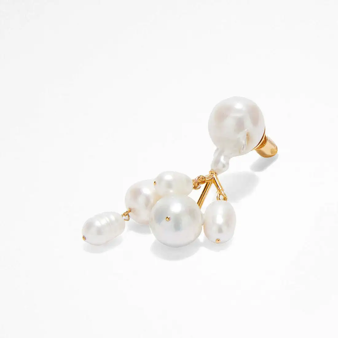 Pearl Cluster Earrings, Gold