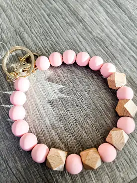 Pink Beaded Key Ring