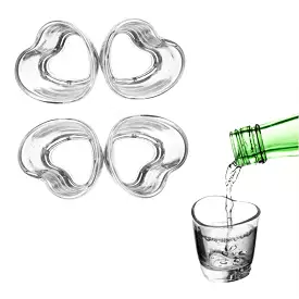 Pure Heart Soju Shot Glasses 4 Sets traditional vodka Bar Party Korean Whiskey Shochu Kitchen Dining Home Gifts