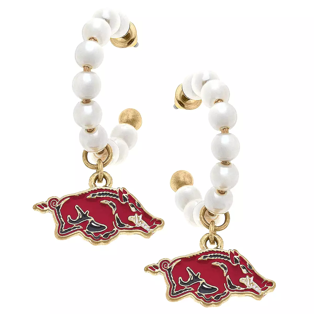 Razorback Jewelry | Arkansas Razorback Pearl Hoop Earrings