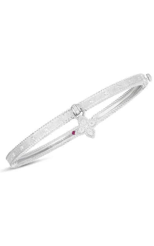 Roberto Coin 18K White Gold Symphony Princess Flower Charm Bangle 7772897AWBAX