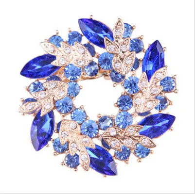 S Women Brooches For Scarf Clear Crystal Rhinestone Gold Plated Chinese Redbud Flower Brooch Pin Jewelry SM6