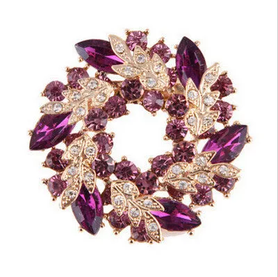 S Women Brooches For Scarf Clear Crystal Rhinestone Gold Plated Chinese Redbud Flower Brooch Pin Jewelry SM6