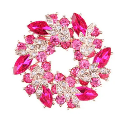 S Women Brooches For Scarf Clear Crystal Rhinestone Gold Plated Chinese Redbud Flower Brooch Pin Jewelry SM6